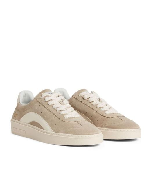 DSquared² Natural Round-Toe Lace-Up Sneakers for men