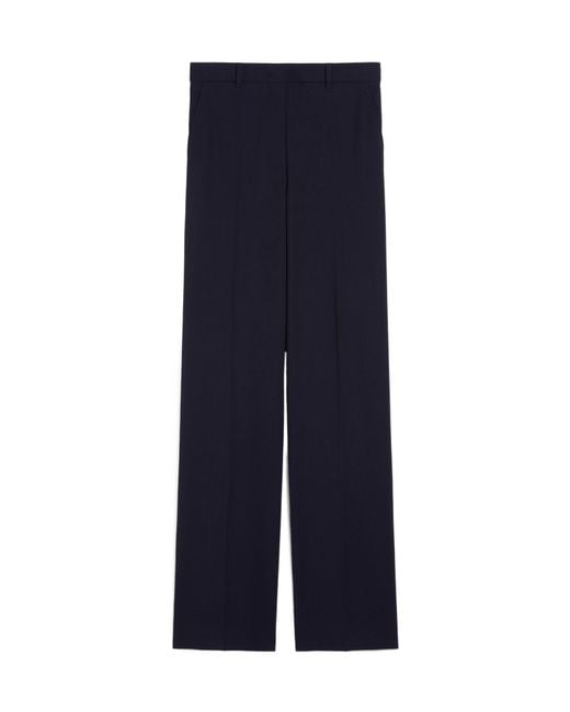 Max Mara Blue Studio Pleat Detailed Straight Leg Trousers