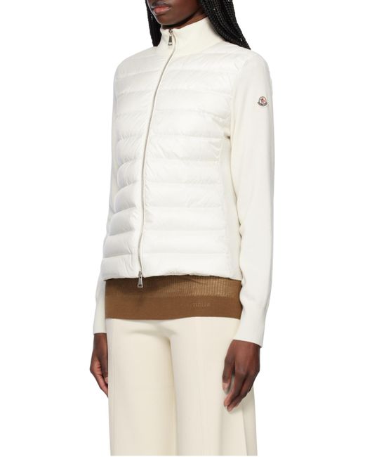Moncler White Padded Wool Zip-Up Cardigan
