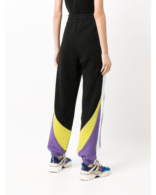 MSGM Black Colour-Block Track Pants