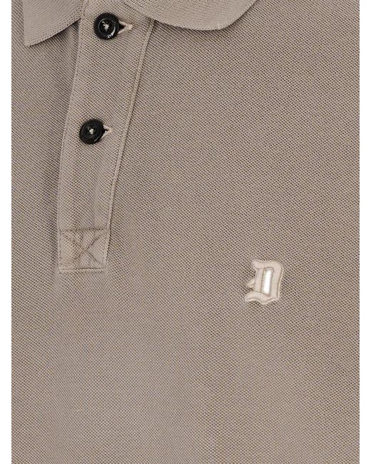 Dondup Gray Logo-Embroidered Polo Shirt for men