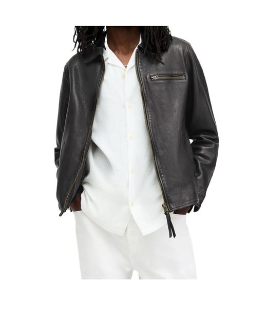 AllSaints Black Miller Leather Jacket for men