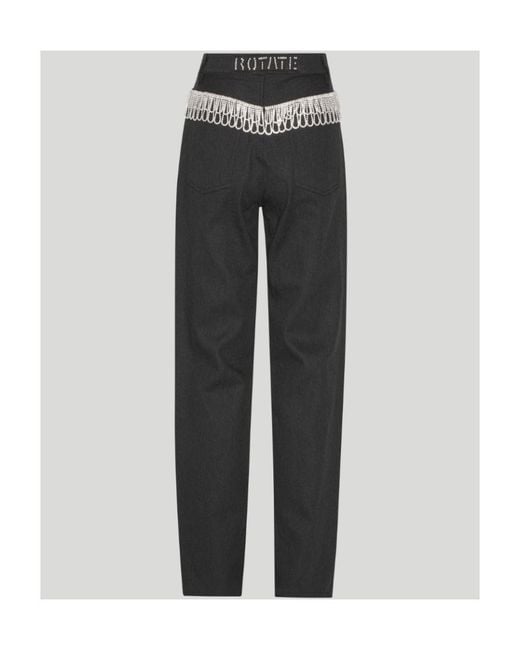 ROTATE BIRGER CHRISTENSEN Black Embellished High-Waist Jeans