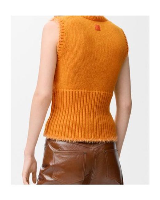 Loewe Orange Fringed Ribbed-Knit Vest