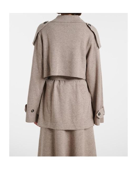 Jardin Des Orangers Natural Cropped Wool And Cashmere Trench Coat