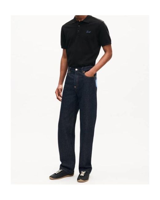 KENZO Black Signature Embroidered Slim Polo Shirt for men