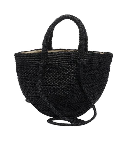 IBELIV Black Arona Woven Tote Bag