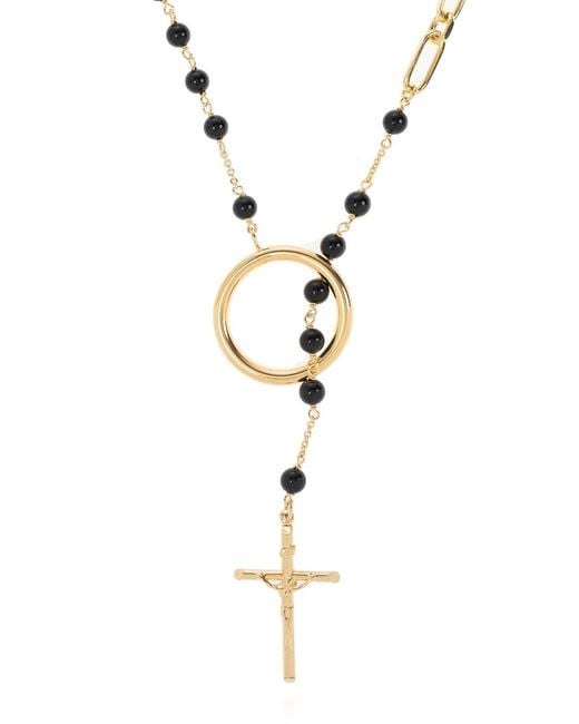 Dolce & Gabbana White Cross Rosary Necklace