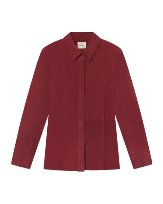 FRAME Red The Suede Shirt