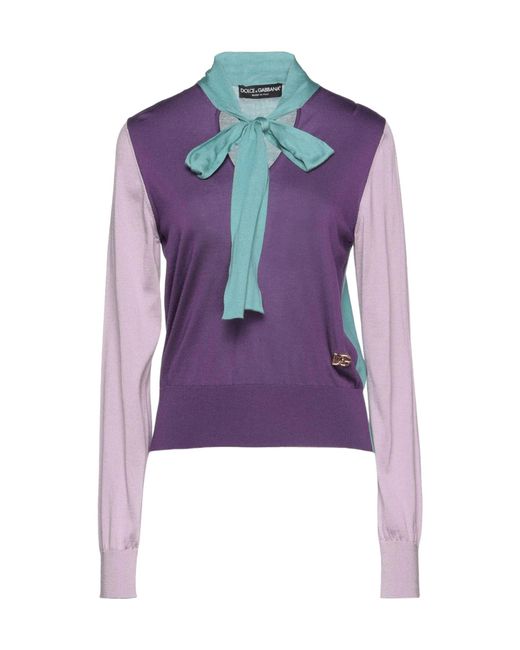 Dolce & Gabbana Purple Lightweight Bow Knit Sweater