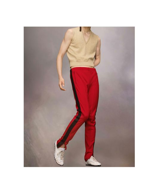 Maison Margiela Red Side-Stripe Slim-Cut Track Pants for men