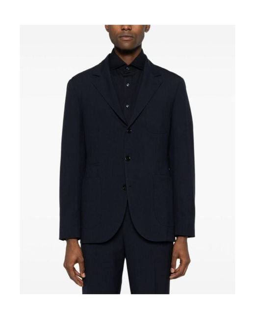 Brunello Cucinelli Blue Spread-Collared Buttoned Shirt for men