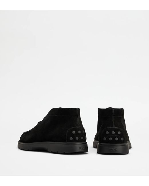 Tod's Black Lace-Up Suede Desert Boots for men