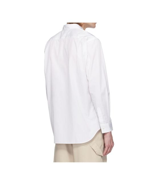 Comme des Garçons White Lapel Long Sleeve Shirt for men
