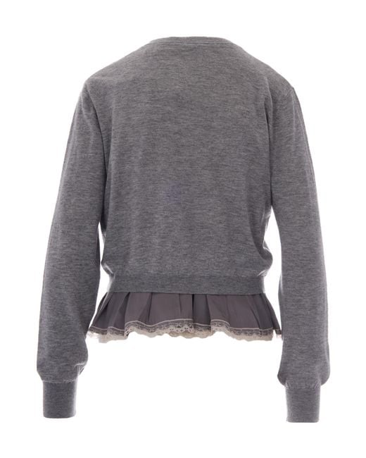 Liu Jo Gray Ruffled Buttoned Cardigan