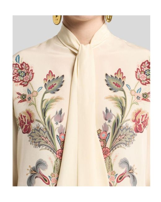 Etro Natural Silk Blouse With Placed Print
