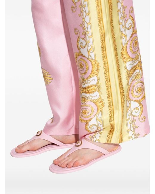 Versace Pink Alia Thong Strap Flat Sandals