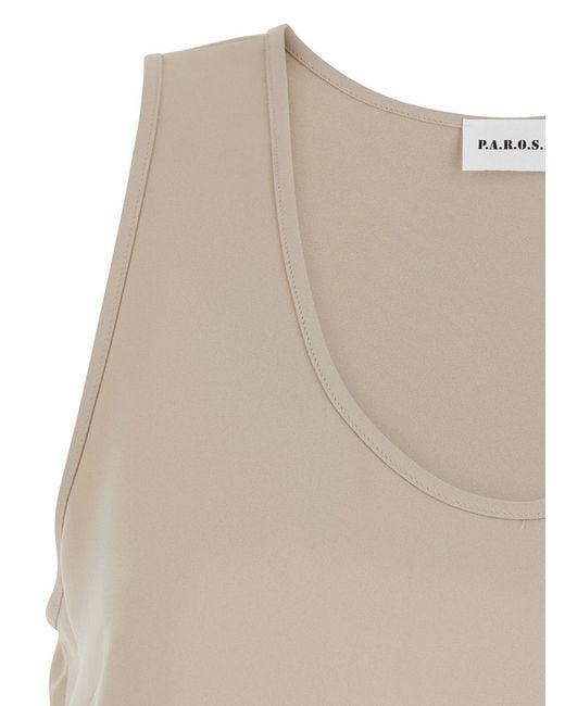 P.A.R.O.S.H. Natural Sleeveless Crew Neck Vest