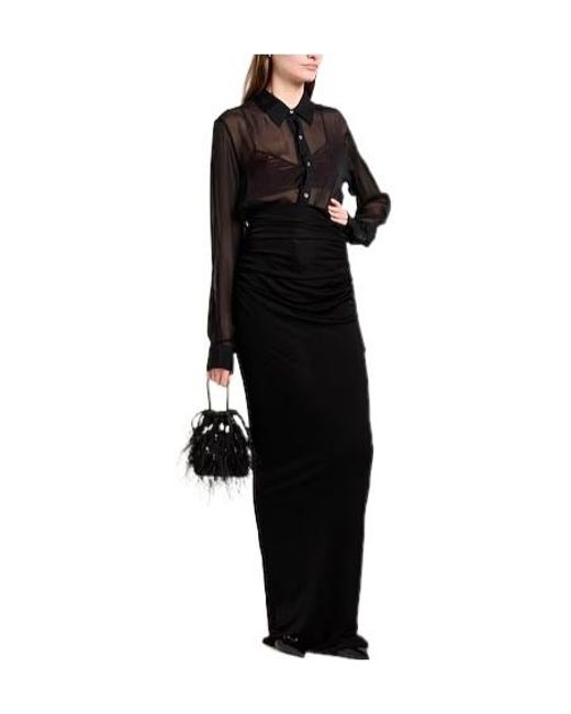 Saint Laurent Black Solid Bodycon Skirt