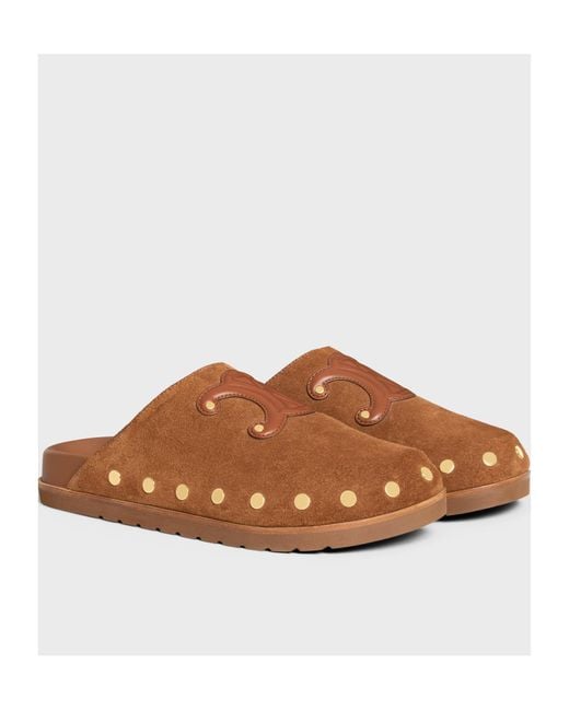 【数量限定】CELINE＊PITEA CLOG IN SUEDE CALFSKIN CELINE PITEA CLOG IN Suede Calfskin - COGNAC | CELINE