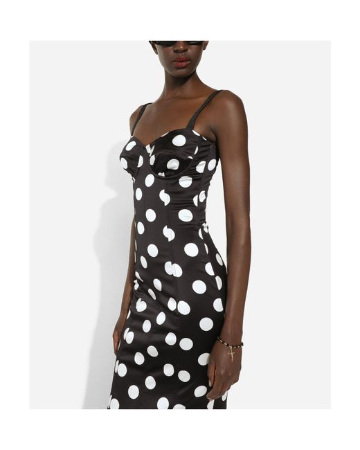Dolce & Gabbana White Polka Dot Printed Sleeveless Dress