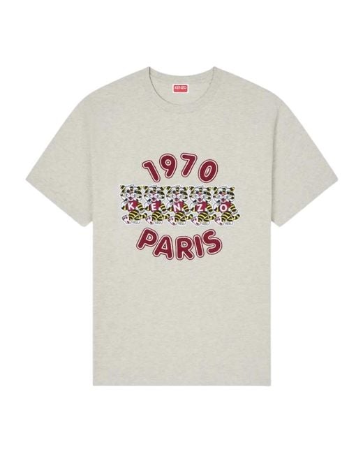 KENZO White Wild Tiger' Embroidered Loose T-Shirt