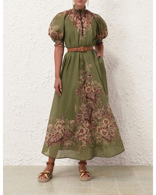 Zimmermann Green Ottie Swing Maxi Dress