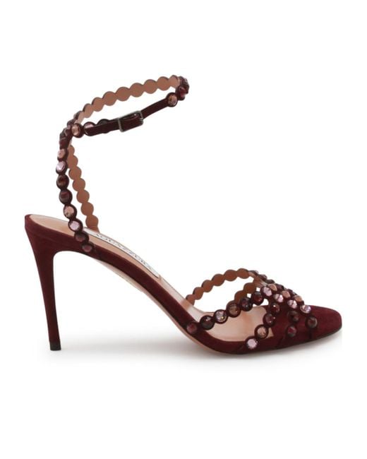 Aquazzura Red Suede Tequila Sandals 85