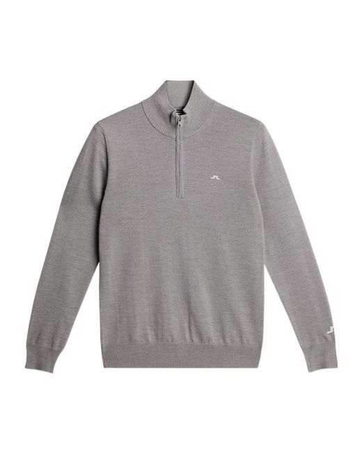 J.Lindeberg Gray Long Sleeve Logo Knit Sweater for men