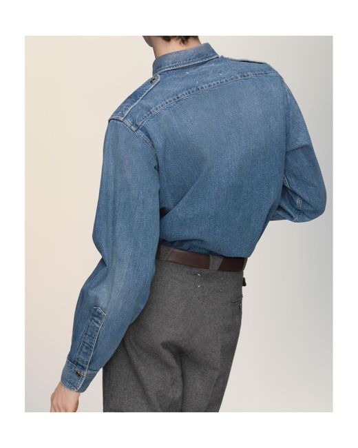 Maison Margiela Blue Flap Pocket Denim Shirt for men