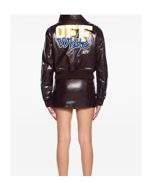 Off-White c/o Virgil Abloh Brown Crinkle Coated Logo Embroidery Skirt