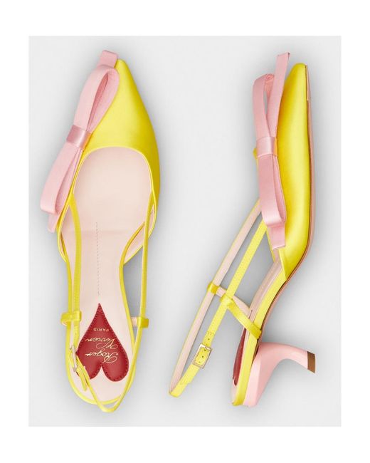 Roger Vivier Yellow Virgule Bow Slingback Pumps