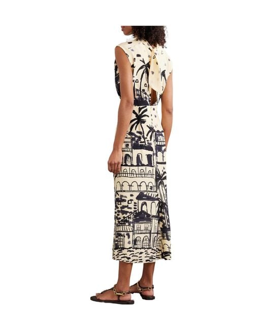 Johanna Ortiz Metallic Printed Silk Midi Dress