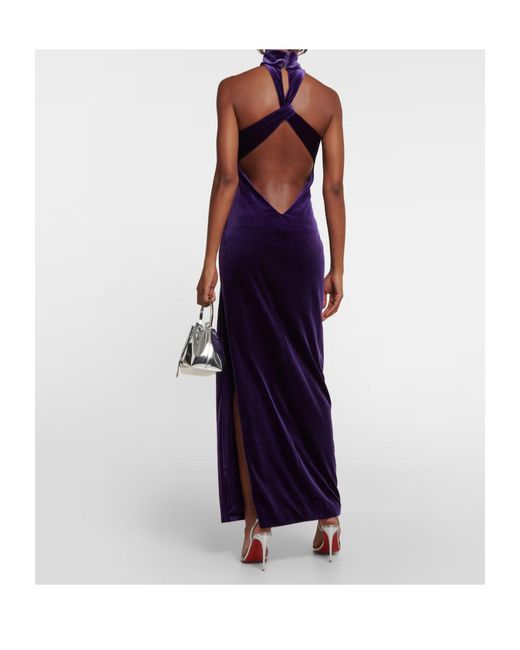 Galvan Purple Cleveland Velvet Gown