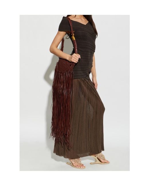 Balmain Brown Draped Off-Shoulder Dress