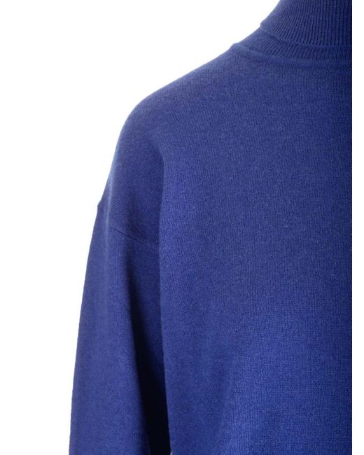Saint Laurent Blue High-Neck Sweater