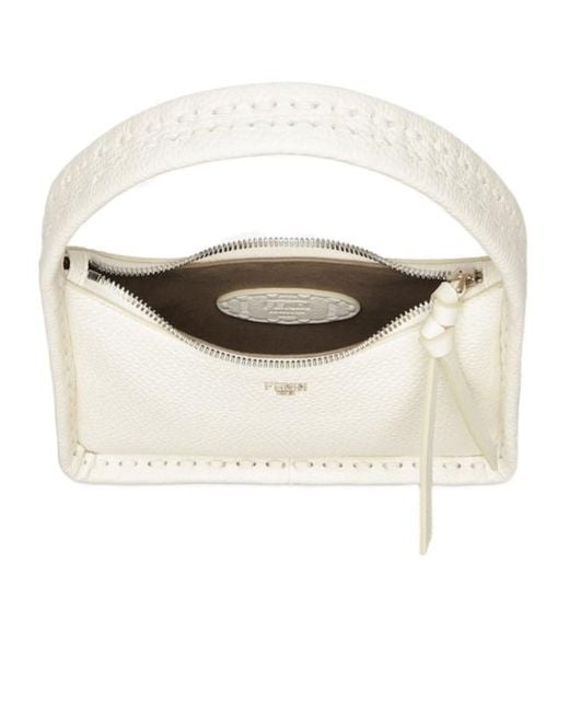 Fendi White Mini Fendessence Logo Plaque Tote Bag