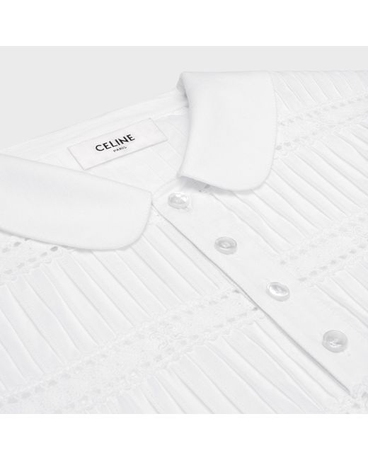 Céline White Mini Dress With Embroidered Trims