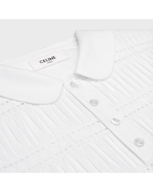 Céline White Mini Dress With Embroidered Trims