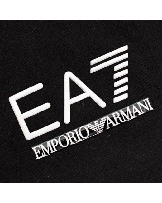 EA7 Black Logo Round-Neck T-Shirt for men