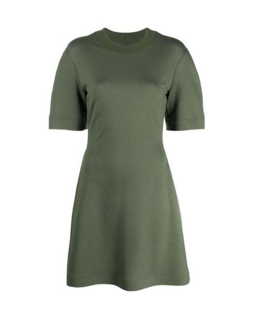 McQueen Green Rear Logo-Print Mini Dress