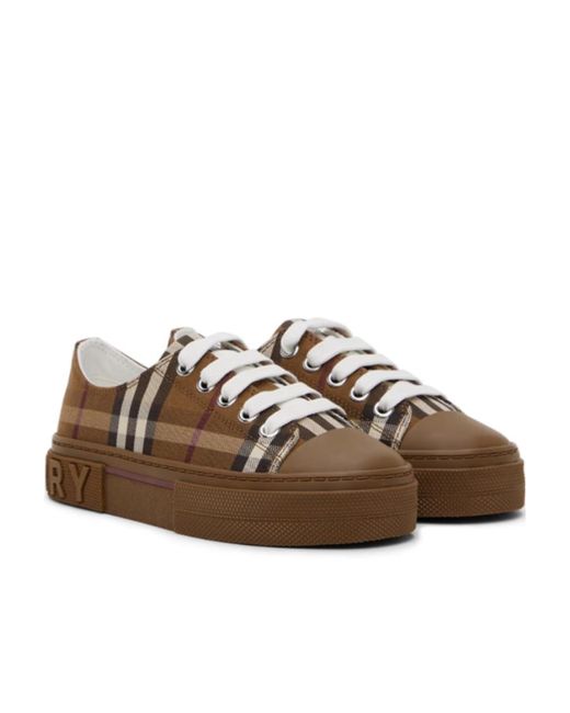 Burberry Brown Check Pattern Sneakers