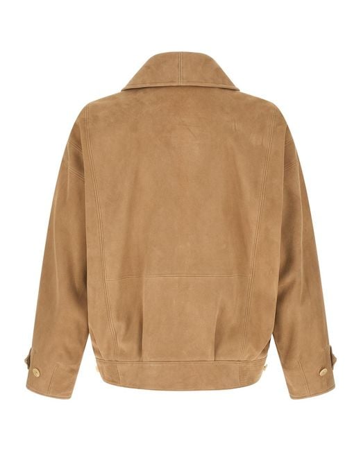 Auralee Brown Suede Bomber Jacket for men