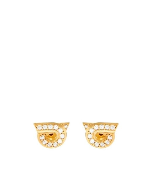 Ferragamo Metallic Ferragamo Gancini Embellished Polished Finish Earrings