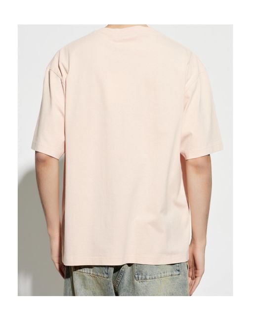 Acne Pink T-Shirt With Print for men