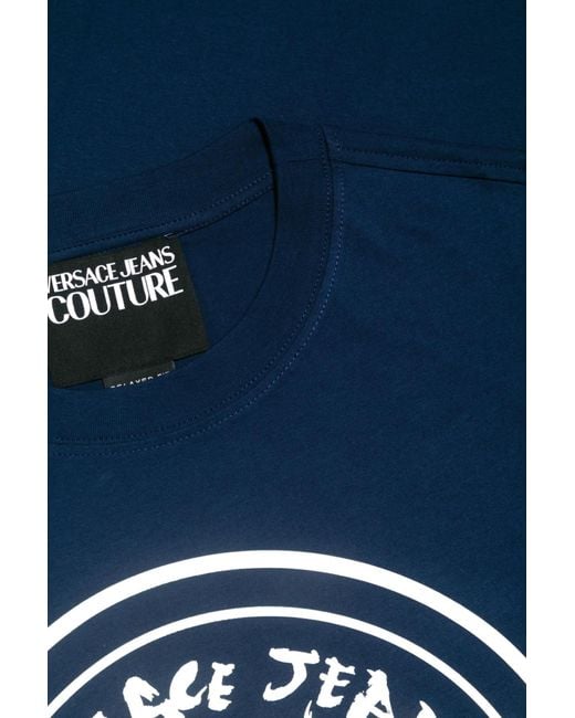 Versace Jeans Blue Logo-Print T-Shirt for men