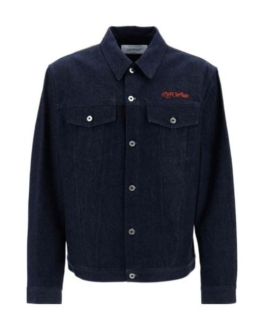 Off-White c/o Virgil Abloh Blue Denim Shirt Jacket With Button Closure for men