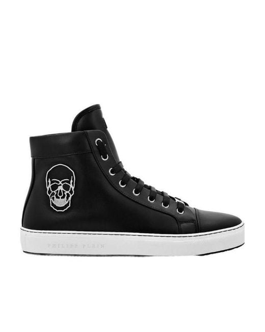 Philipp Plein Black Logo Details High-Top Casual Sneakers for men