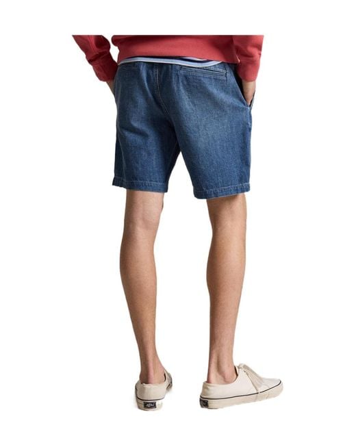 Polo Ralph Lauren Blue Polo Pony Drawstring Denim Shorts for men