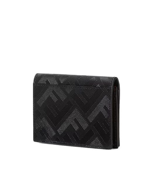 Fendi Black Shadow Logo Plaque Card Holder for men